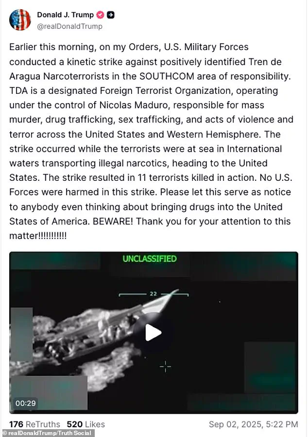 U.S. Strike on Alleged Narcoterrorist Boat in Caribbean Sparks Legal and Ethical Debate