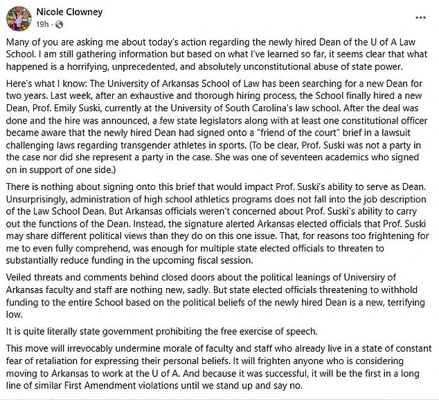 University of Arkansas Rescinds Job Offer to Legal Scholar Over Transgender Stance, Sparking Debate on Academic Freedom and Institutional Governance