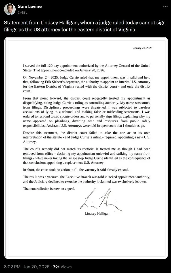 Controversy Over Trump-Linked Interim U.S. Attorney's Departure Reveals Deepening Judicial Tensions