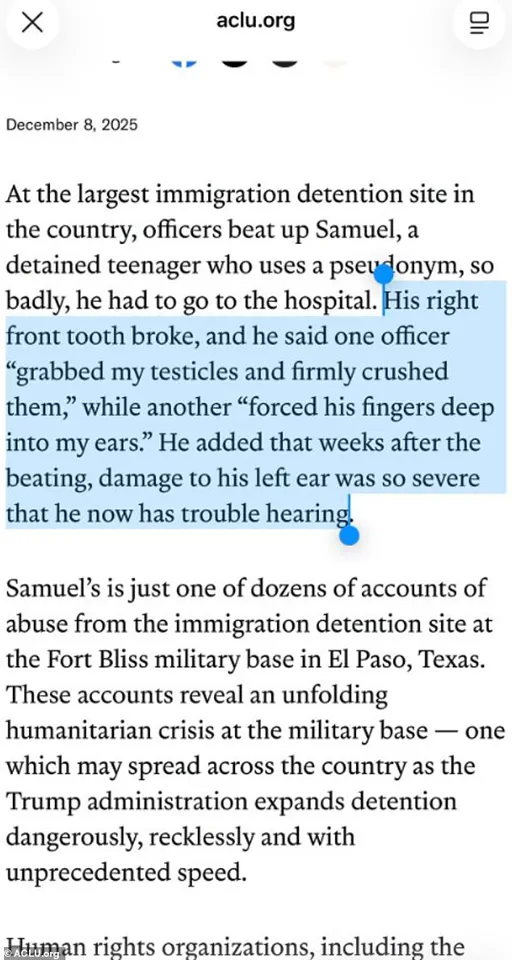 ACLU Accuses ICE of 'Horrific Acts' at Fort Bliss Detention Center, Citing Allegations of Sexual Abuse and Brutal Violence