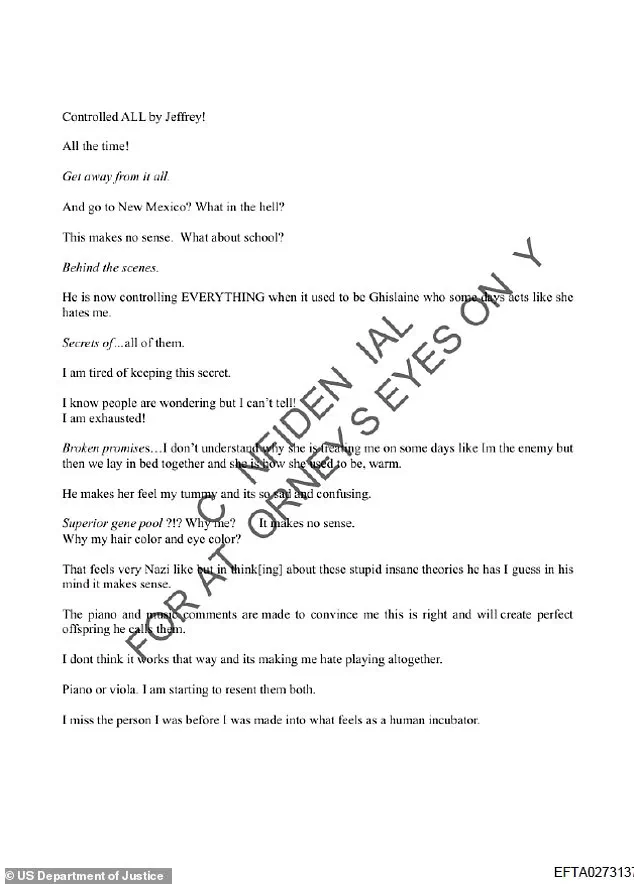 DOJ Unveils Epstein Files: Victim's Diary Details Traumatic Birth at 16