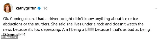 Kathy Griffin Sparks Controversy by Criticizing Driver for Avoiding ICE News