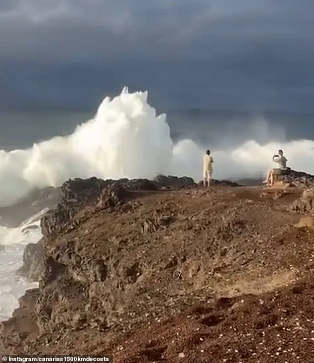 Tourists Narrowly Escape Death as Monstrous Wave Surges at Canary Islands Cliff