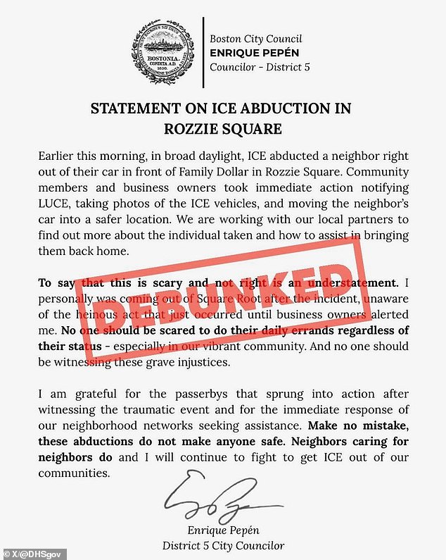 DHS Condemns Boston Councilor's 'Smears' Over ICE Arrest in Sanctuary Jurisdiction