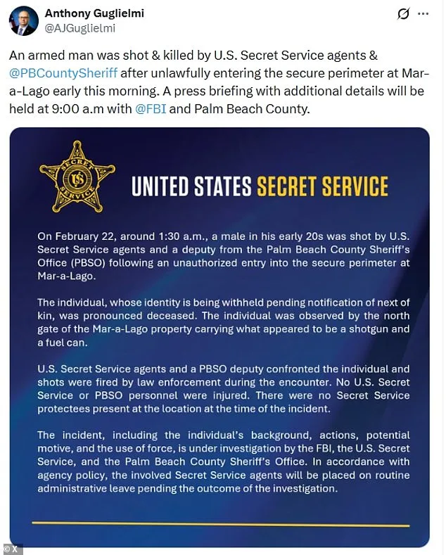 Secret Service's Swift Response to Mar-a-Lago Intruder Raises Security Protocol Questions