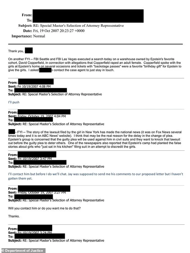 DOJ Unveils FBI's 2007 Probe into David Copperfield and Jeffrey Epstein's Alleged Child Abuse Ties