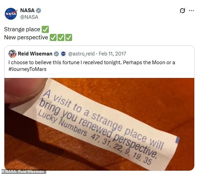 Reid Wiseman's Prophetic Fortune Cookie Comes True with Artemis II Mission