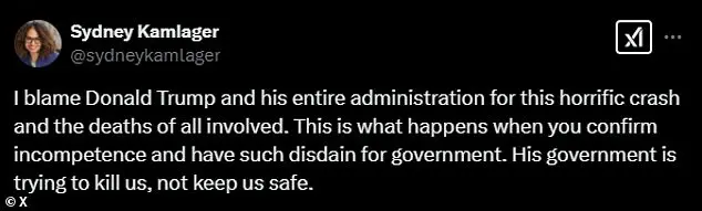 Liberal users blame Trump for deadly mid-air collision