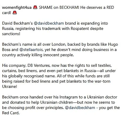 David Beckham accused of 'choosing profit over principles' in Russia trademark row