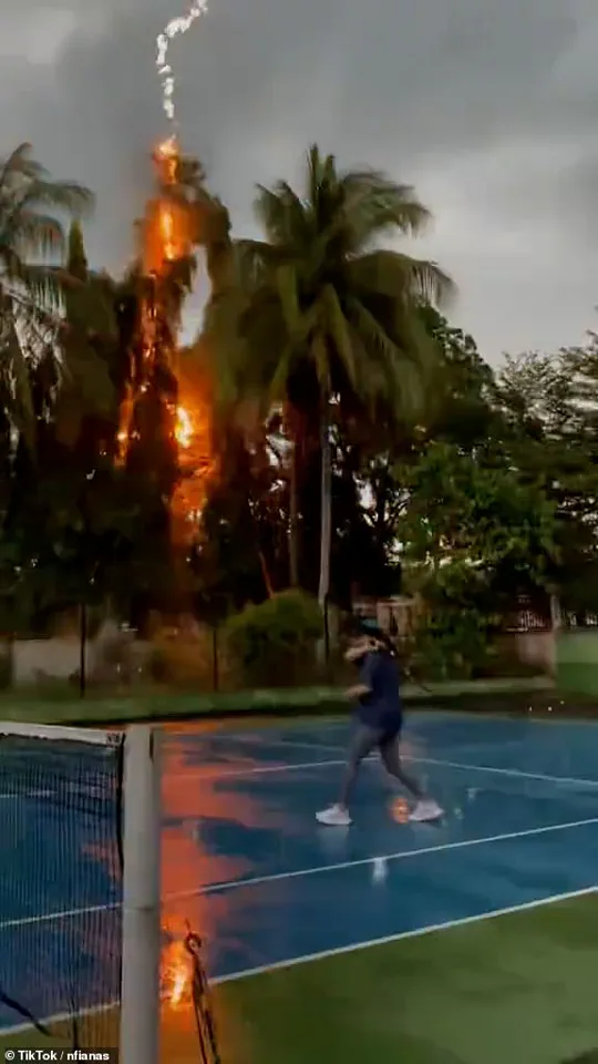 Tennis Player's Incredible Escape from Lightning Strike in Indonesia