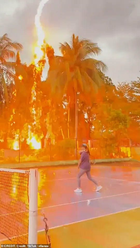 Tennis Player's Incredible Escape from Lightning Strike in Indonesia