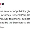 Attorney General Pam Bondi Files Motions to Release Grand Jury Testimony in Jeffrey Epstein Case