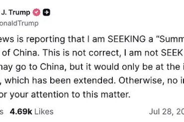 President Trump Condemns Media Reports on Potential U.S.-China Summit Amid Escalating Trade Tensions