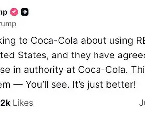 Trump Administration and Coca-Cola Reach Historic Agreement to Reintroduce Cane Sugar, Sparking Economic Optimism in Louisiana